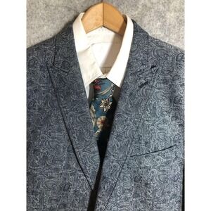 Van Heusen Studio Blazer Mens 42R Blue Paisley Cotton Sport Coat Jacket Casual